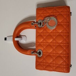Chic Orange Quilted Lady D Crossbody Bag